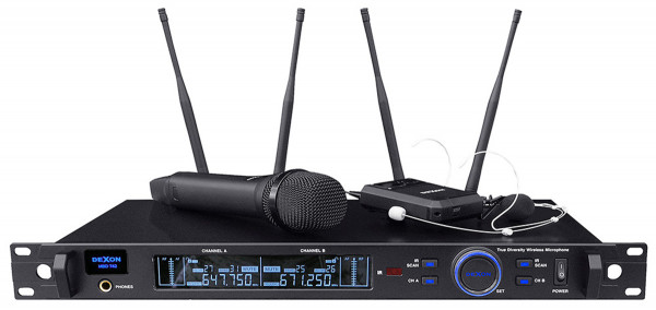 MBD 742 bezdrátový mikrofon diverzitní ruční + náhlavní / klopový, 2kanálový